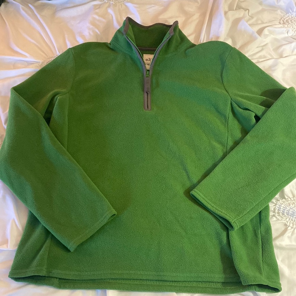 VINTAGE Green Fleece Quarter zip
